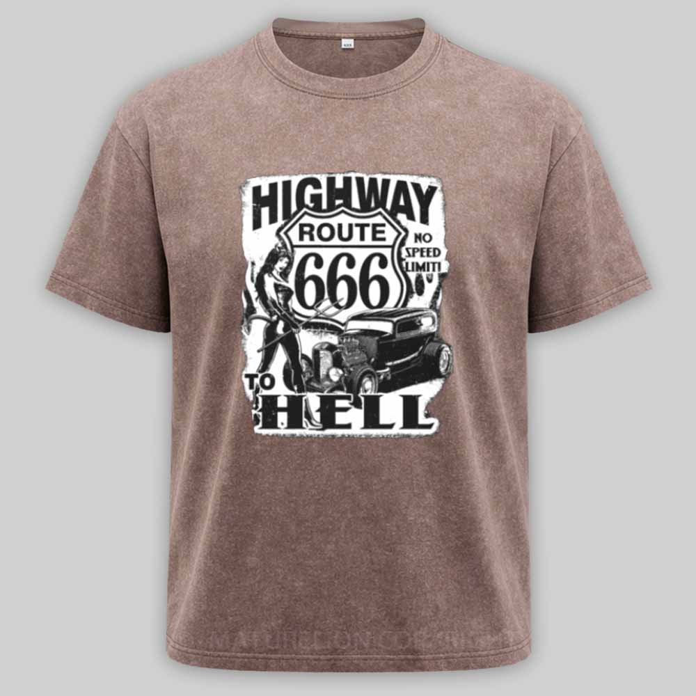 Maturelion Route 666 - Highway to hell Washed T-shirt