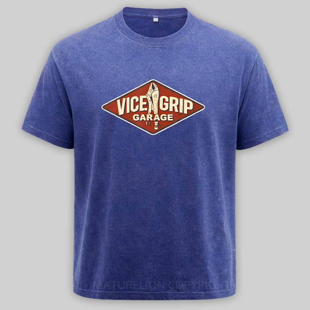 Maturelion Vice Grip Garage Mechanic Dad Joke Handy Grandpa Washed T-shirt