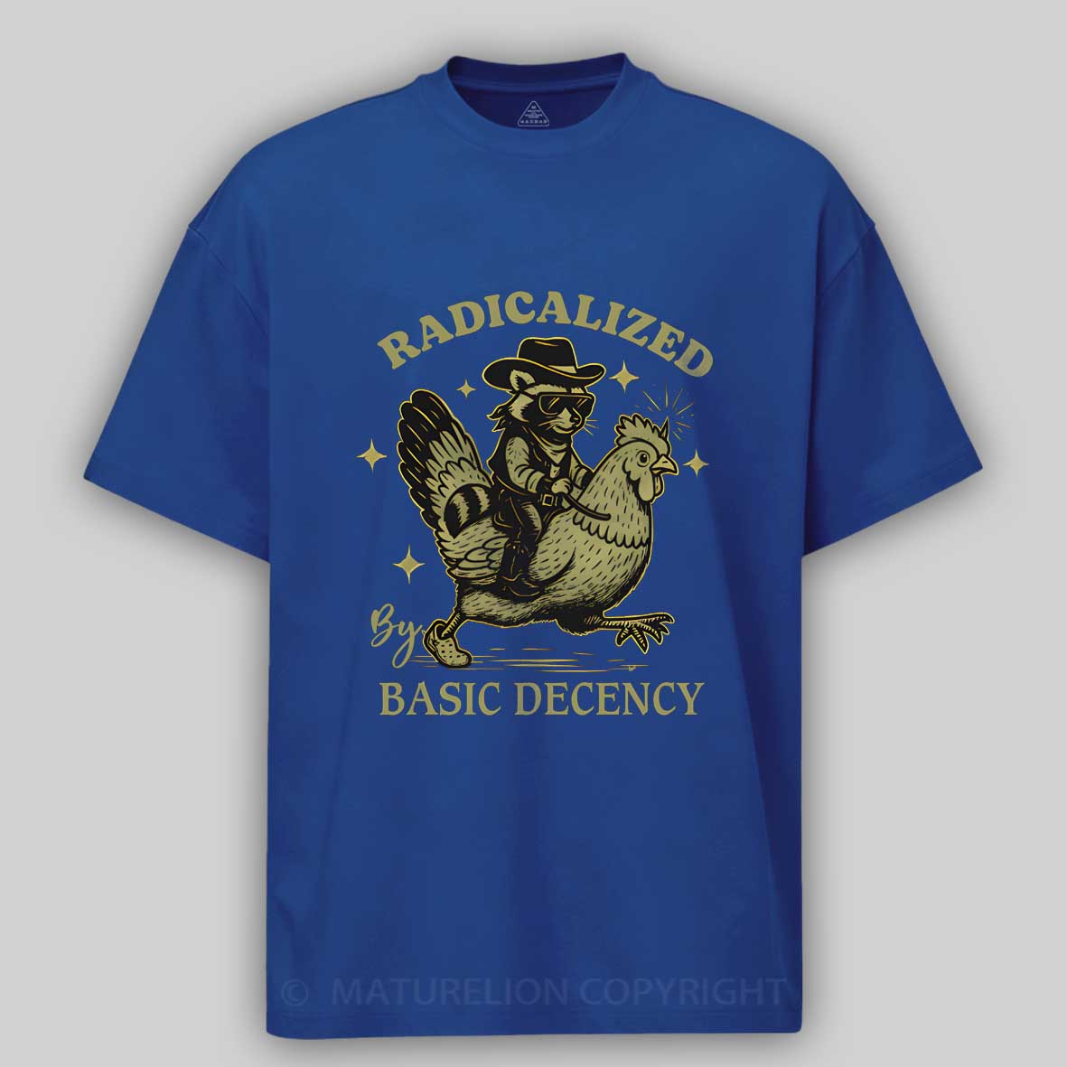 Maturelion Radicalized by Basic Decency Retro Raccoon Meme Fascism Cotton T-shirt