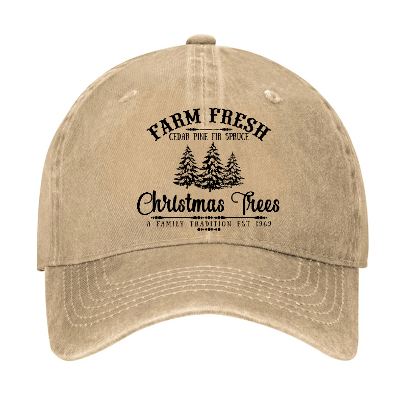 Farm Fresh Cedar Pine Fir Spruce Christmas Trees A Family Tradition Est 1969 Cap-Maturelion