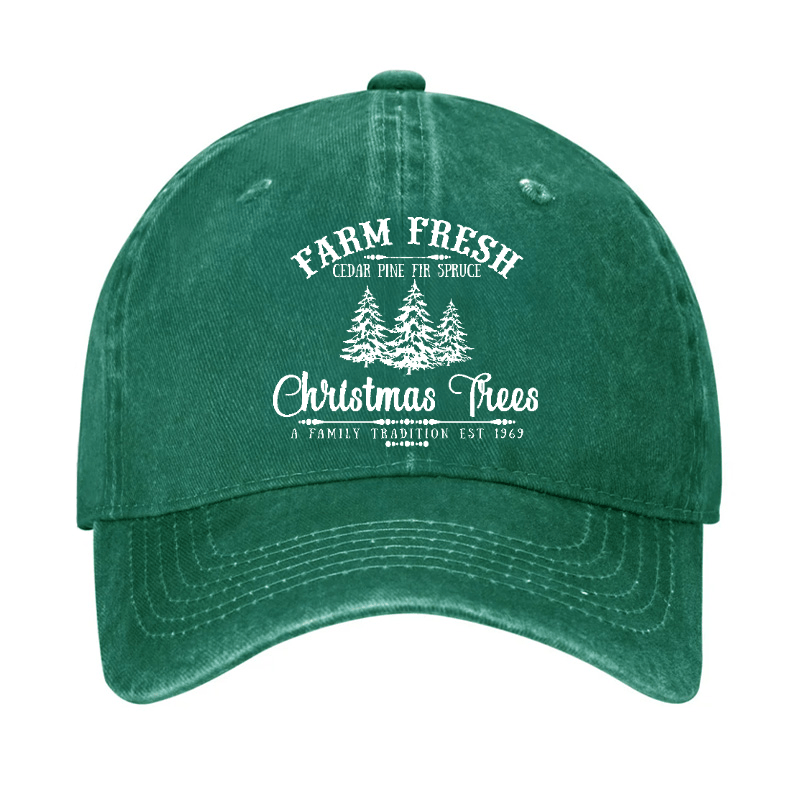 Farm Fresh Cedar Pine Fir Spruce Christmas Trees A Family Tradition Est 1969 Cap-Maturelion