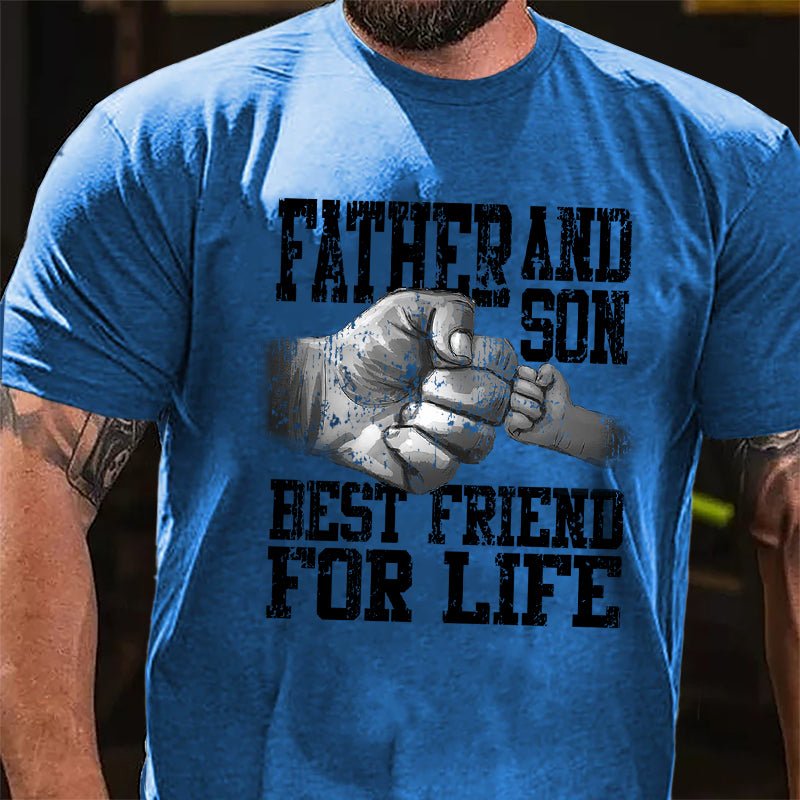Father And Son Best Friend For Life Cotton T-shirt-Maturelion