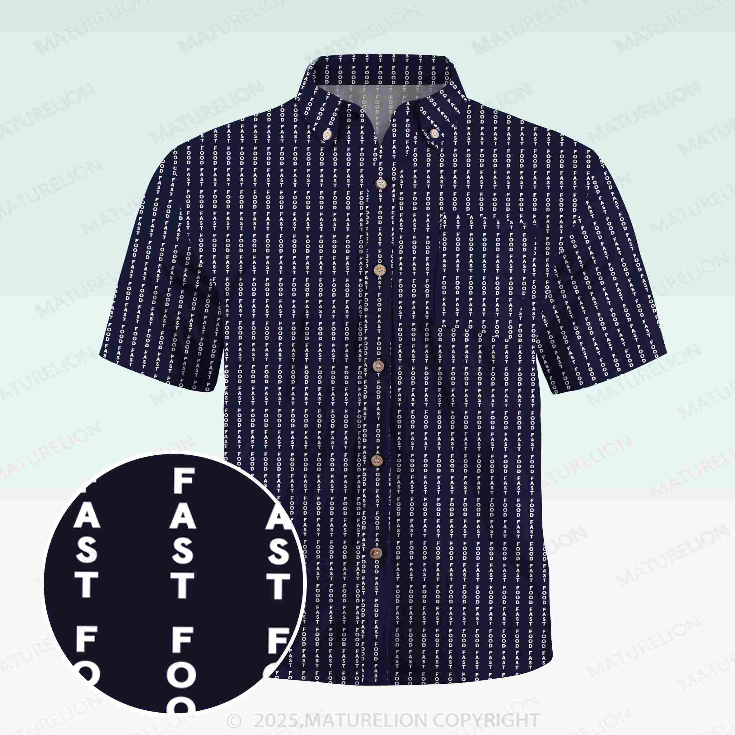 Maturelion Men's Button Pocket ShirtFast Food Hawaiian Shirt