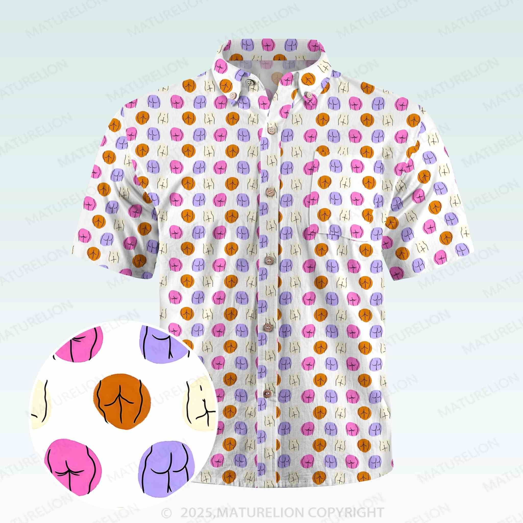 Maturelion Men's Button Pocket ShirtFunny Beach Hawaiian Shirt
