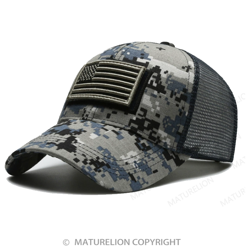 Maturelion American Flag Patch Mesh Trucker Hat