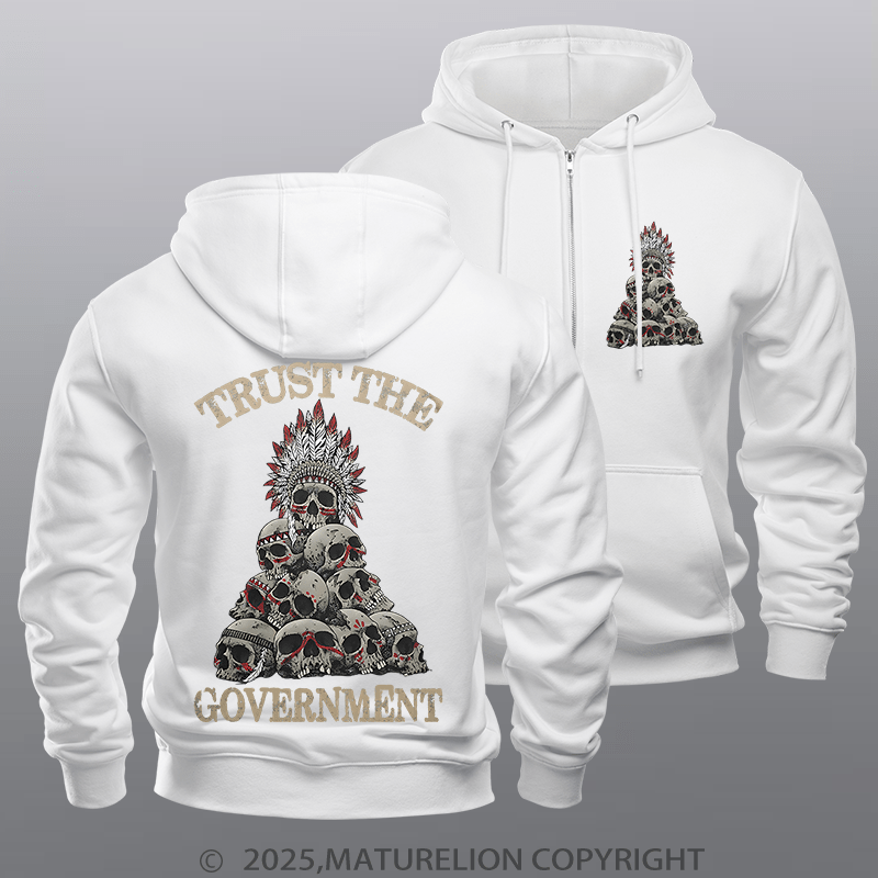 Maturelion Men's Hoodie Men's Hoodie Trust The Government Fleece Zipper Hoodie