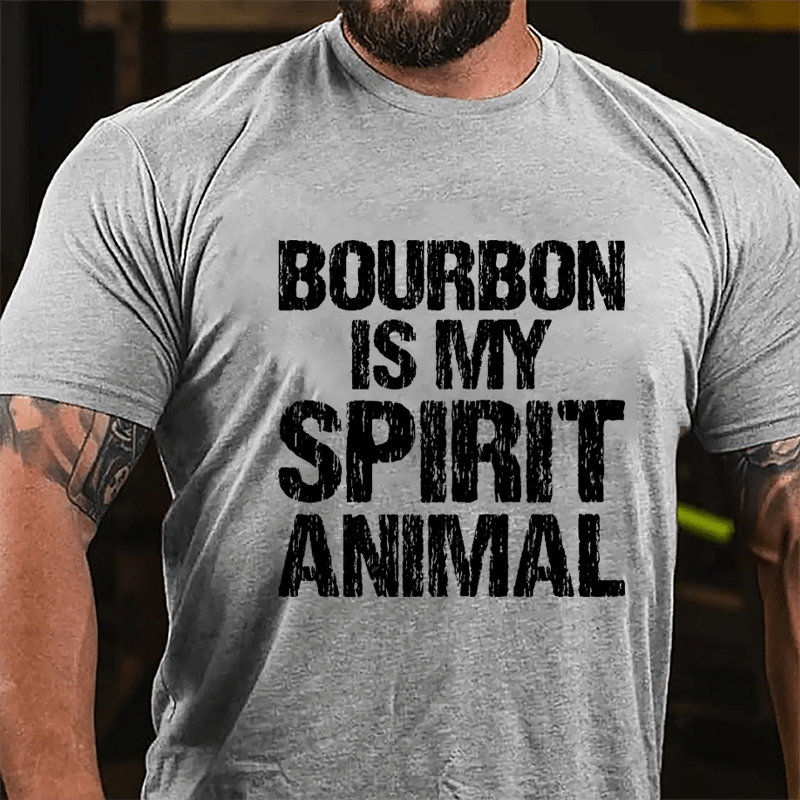 Bourbon Is My Spirit Animal Cotton T-shirt-Maturelion