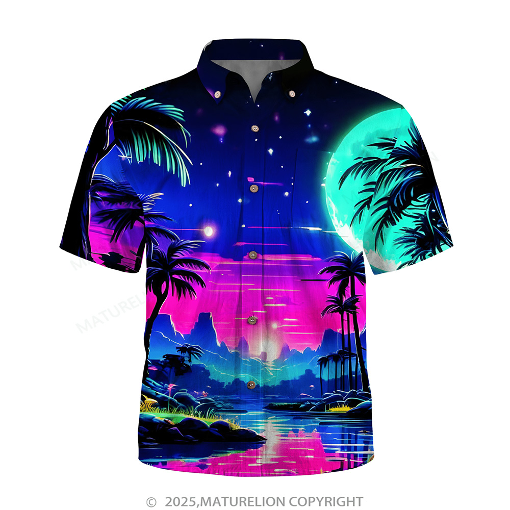 Matreulion Men's Aloha Shirts Coconut Tree Hawaiian Shirt