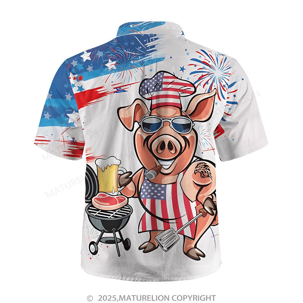 Maturelion Men's Aloha Shirts Animal Illustration Graphic Hawaiian Shirt