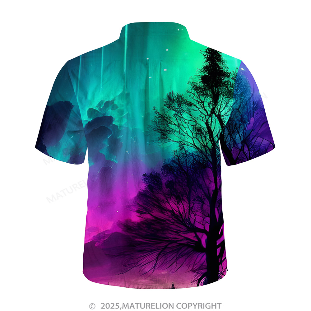 Matreulion Men's Aloha Shirts Aurora Print Hawaiian Shirt