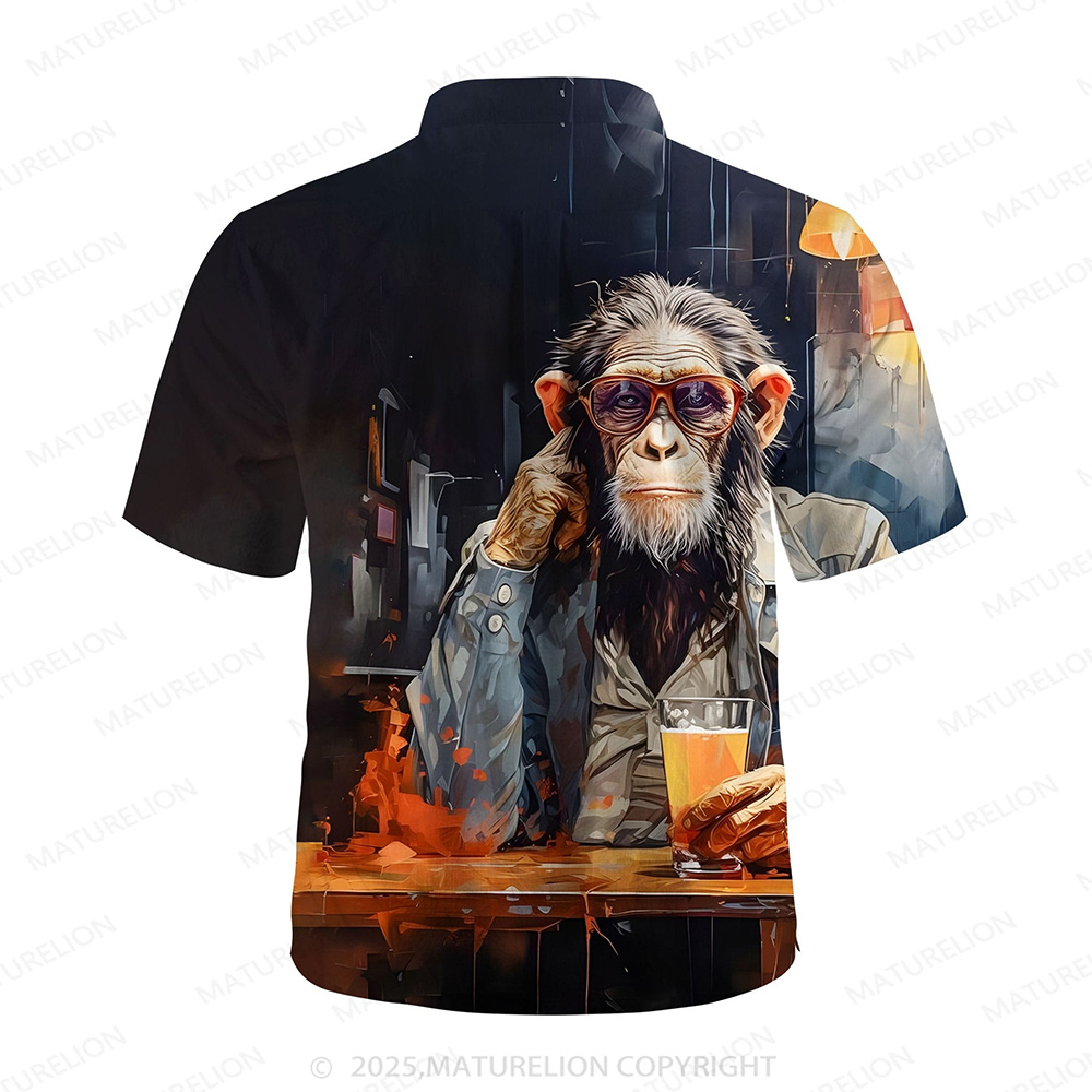 Maturelion Aloha Shirts Animal Illustration Graphic Hawaiian Shirt