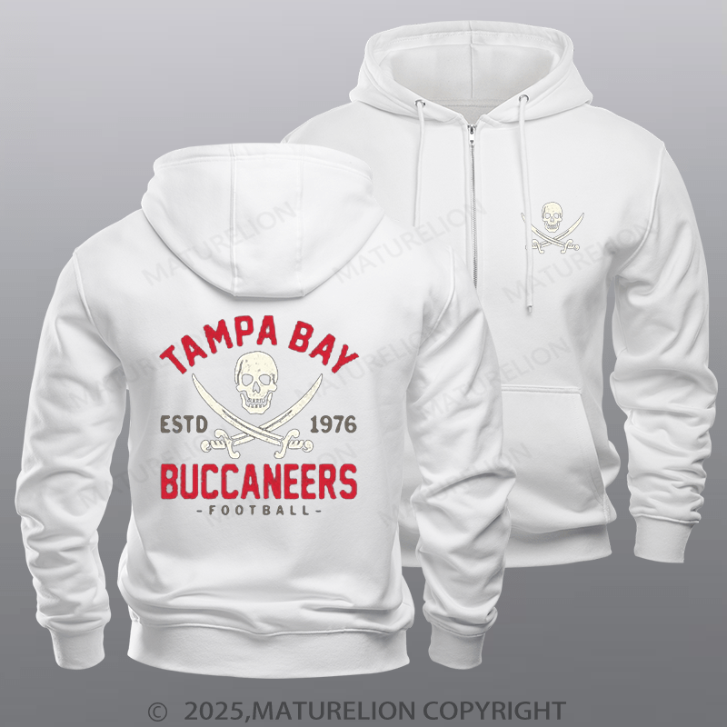Maturelion Super Bowl Hoodie Retro Tampa Bay Buccaneers by Buck Fleece Zipper Hoodie