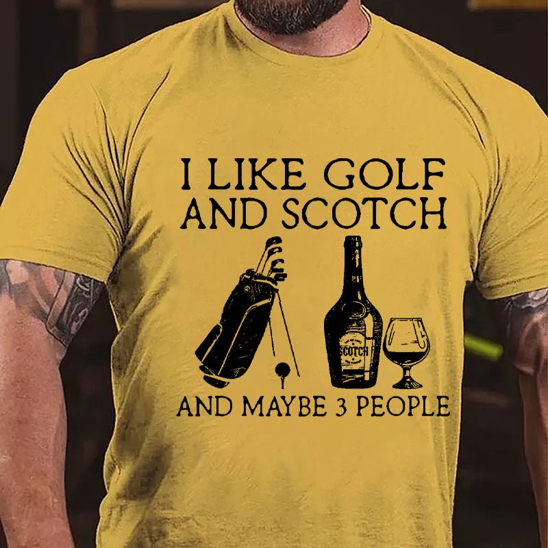 I Like Golf and Scotch And Maybe 3 People Men's Cotton T-shirt-Maturelion