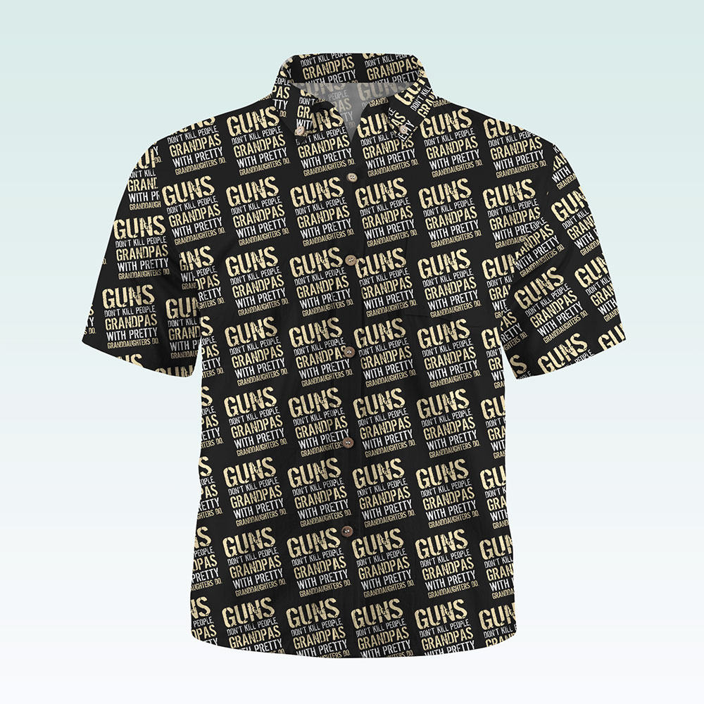 Maturelion Men's Button Pocket ShirtGuns Don't Kill People Dads With Pretty Daughters Do Hawaiian Shirt