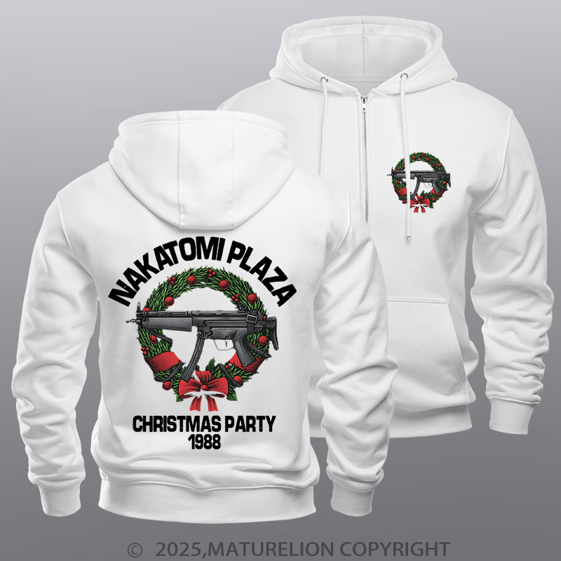 Maturelion Men's Hoodie Nakatomi Plaza Christmas Party Fleece Zipper Hoodie