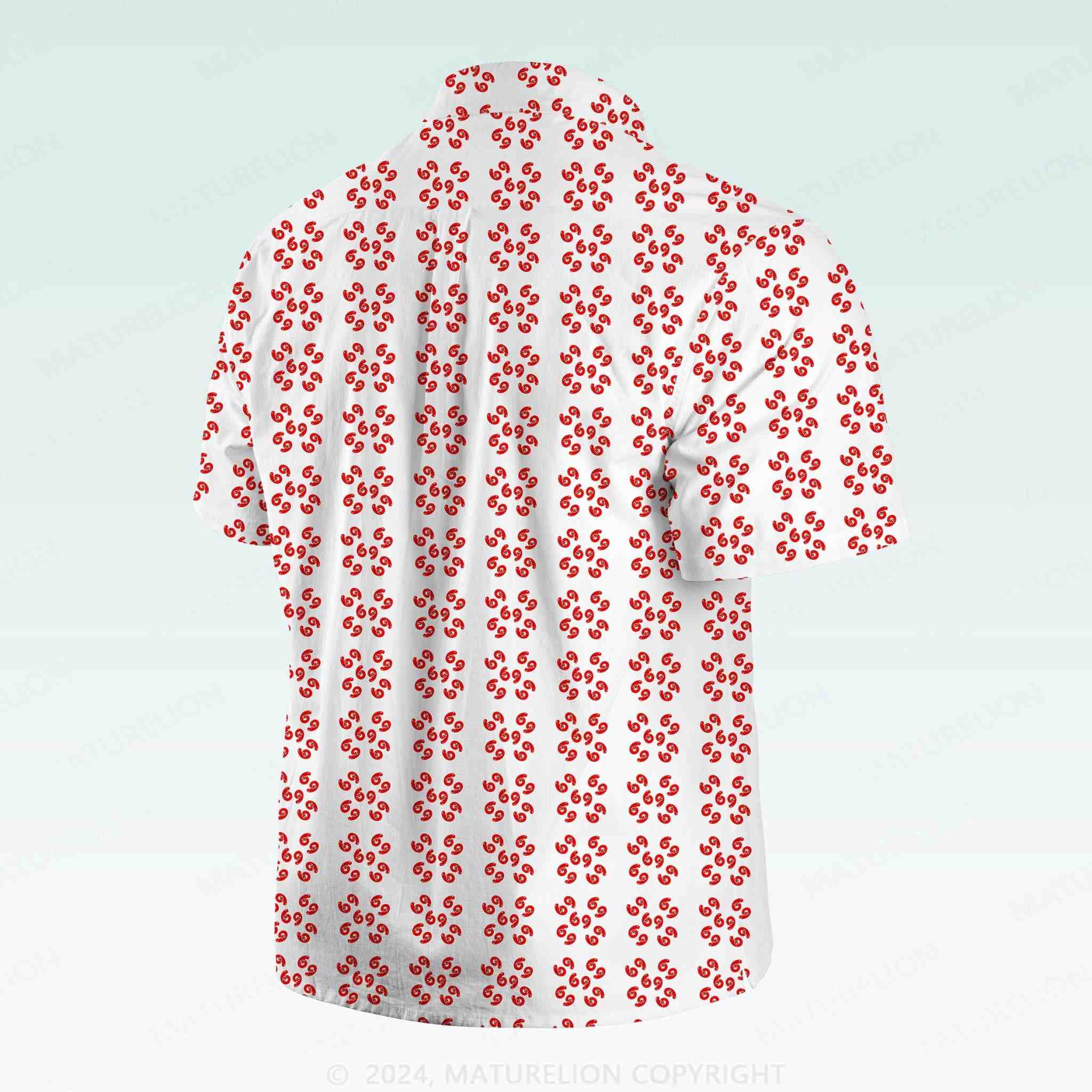 Maturelion Men's Button Pocket Shirt69 Innuendo Beach Hawaiian Shirt