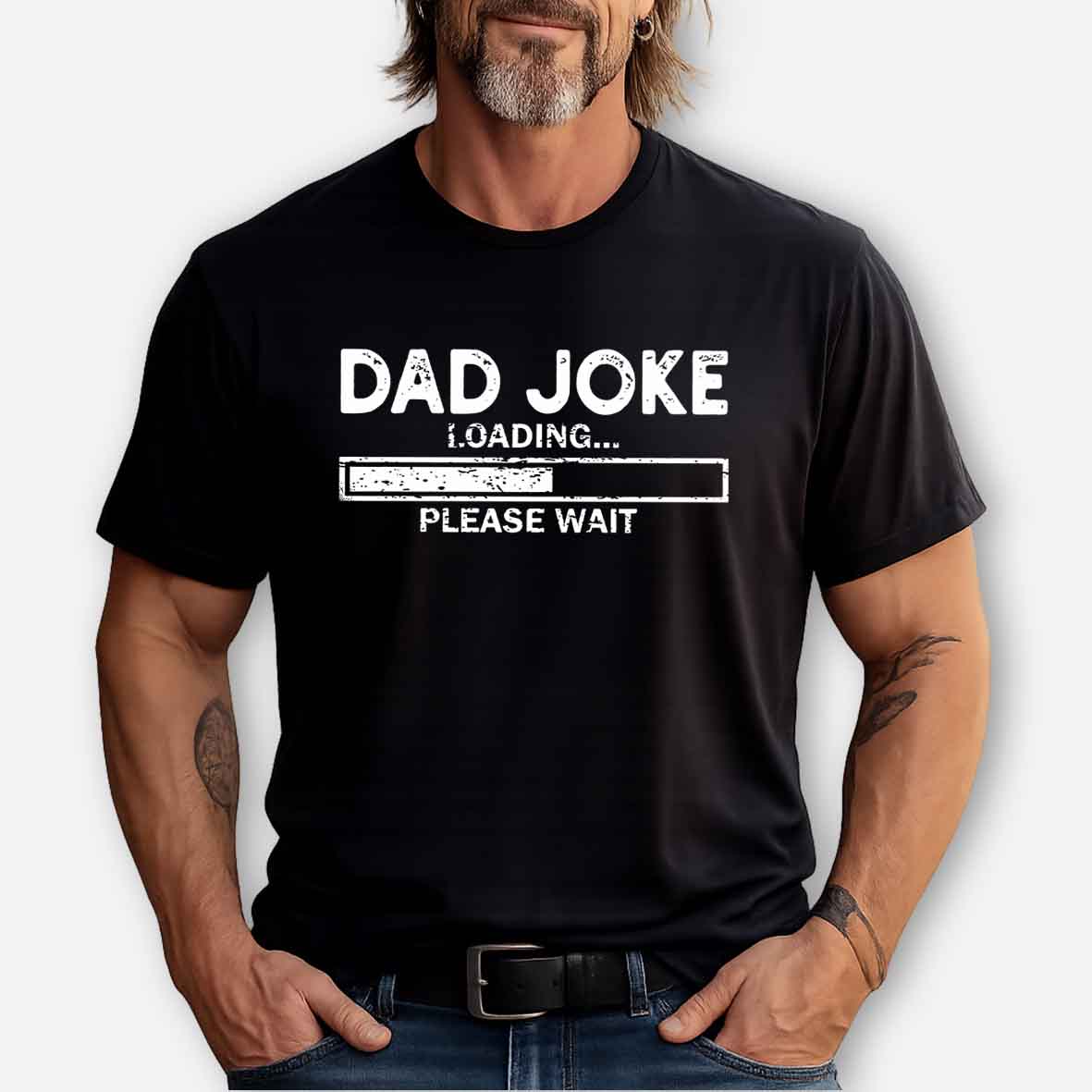 Maturelion Dad Joke Loading Gift Fathers Day Dad Joke Please Wait Gift Cotton T-shirt