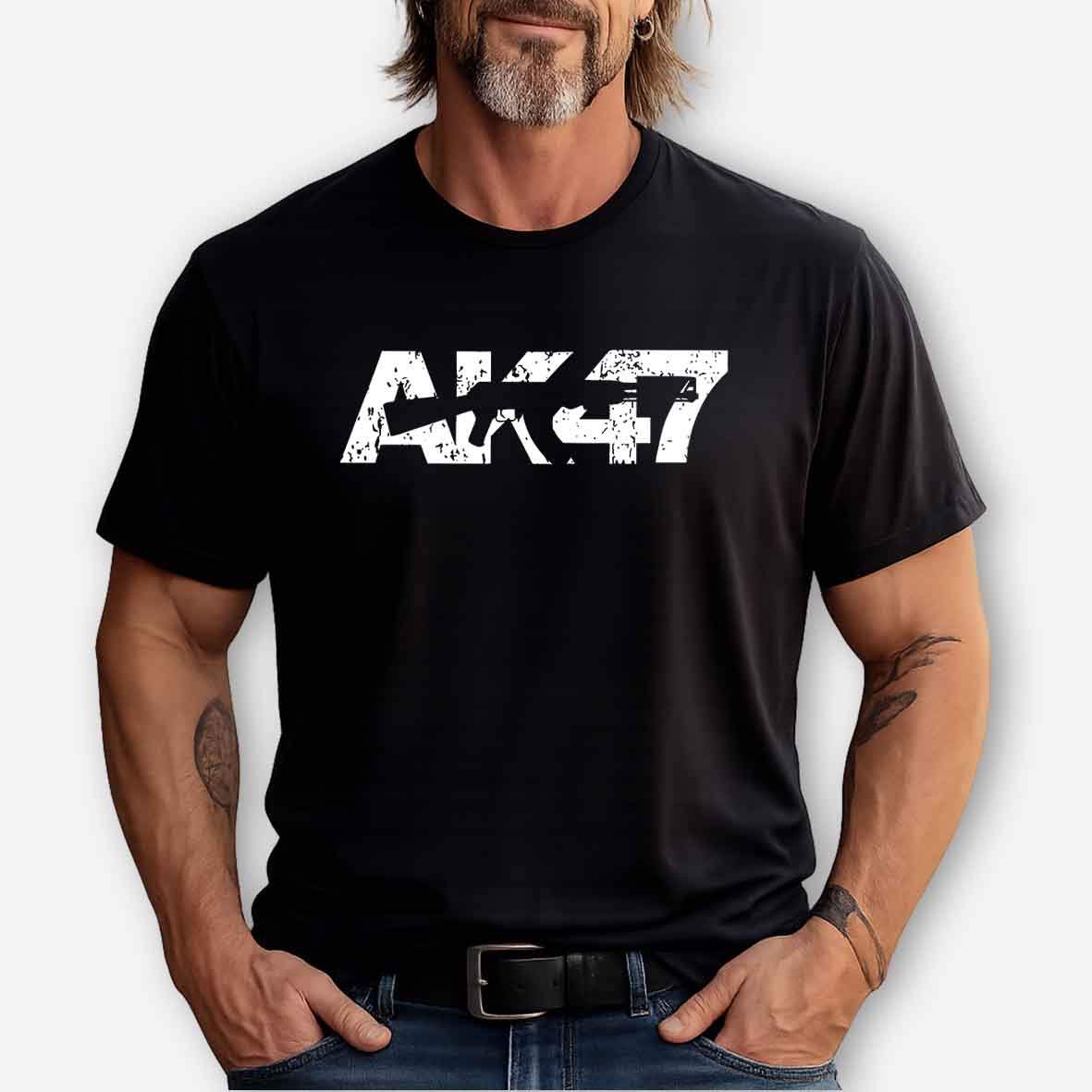 AK47 Gun Graphic Cotton T-shirt