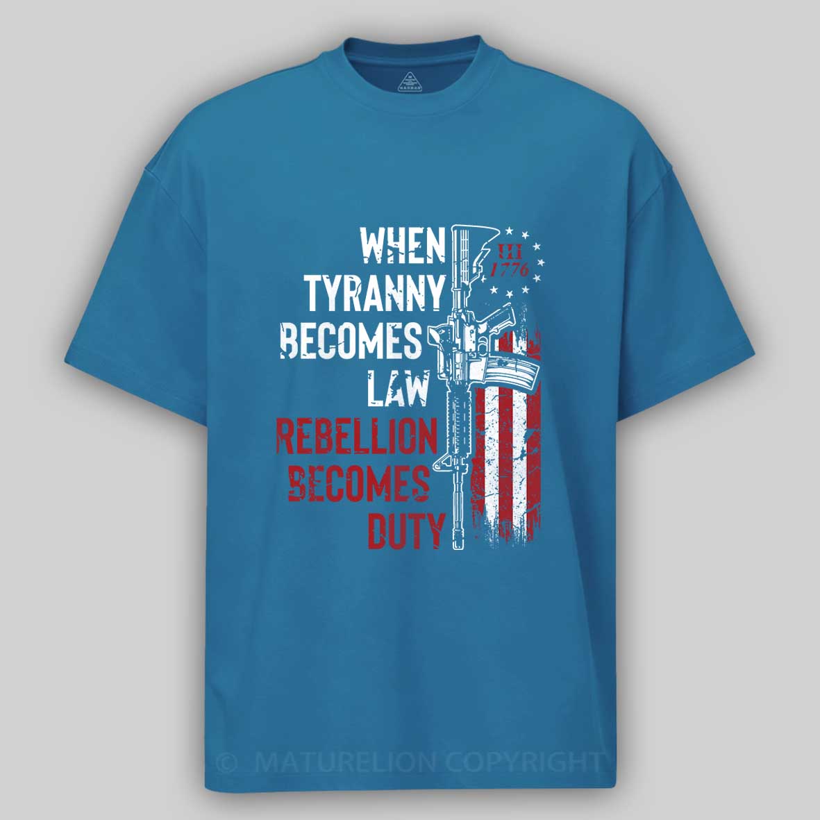 Maturelion Men's T-shirt WHEN TYRANNY BECOMES LAW, REBELLION BECOMES DUTY Cotton T-shirt