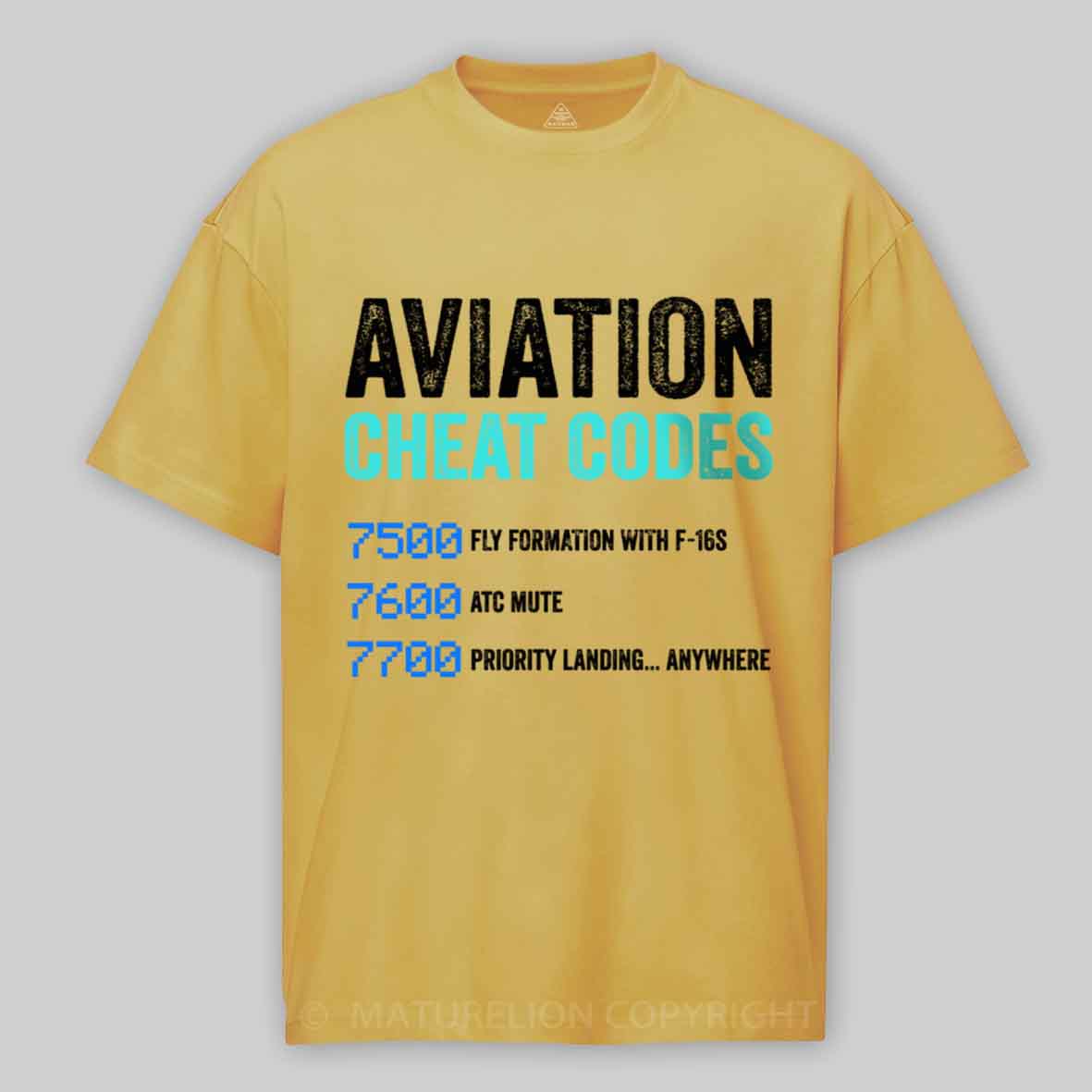 Maturelion Aviation Cheat Codes Pilot Funny Aviation Lover Cotton T-shirt