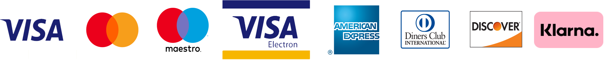 Accepted credit cards