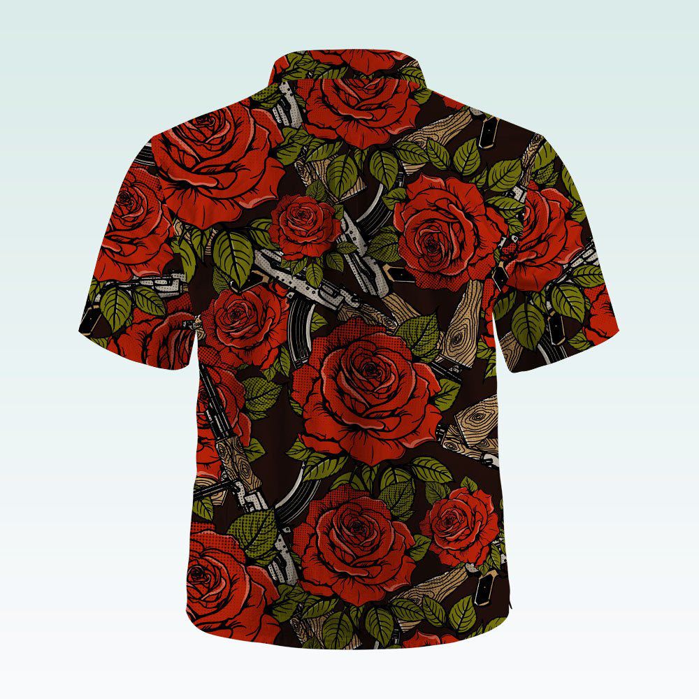 Maturelion Men's Button Pocket Shirt Harper Rose Allover Print Short Sleeve Shirt