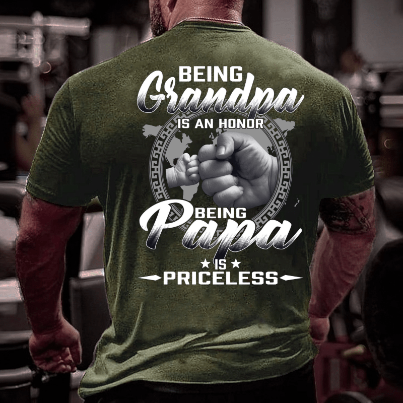 Being Grandpa Is An Honor Being Papa Is Priceless Funny Family Father's Day Cotton T-shirt