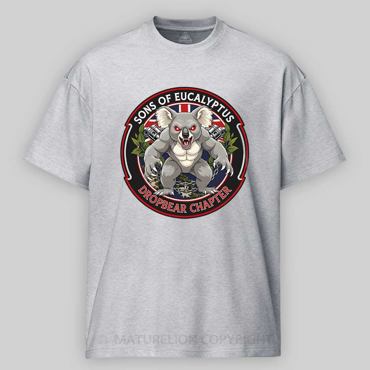 Maturelion Australia T-Shirt Dropbear Funny Graphic  Motorcycle Cotton T-Shirt