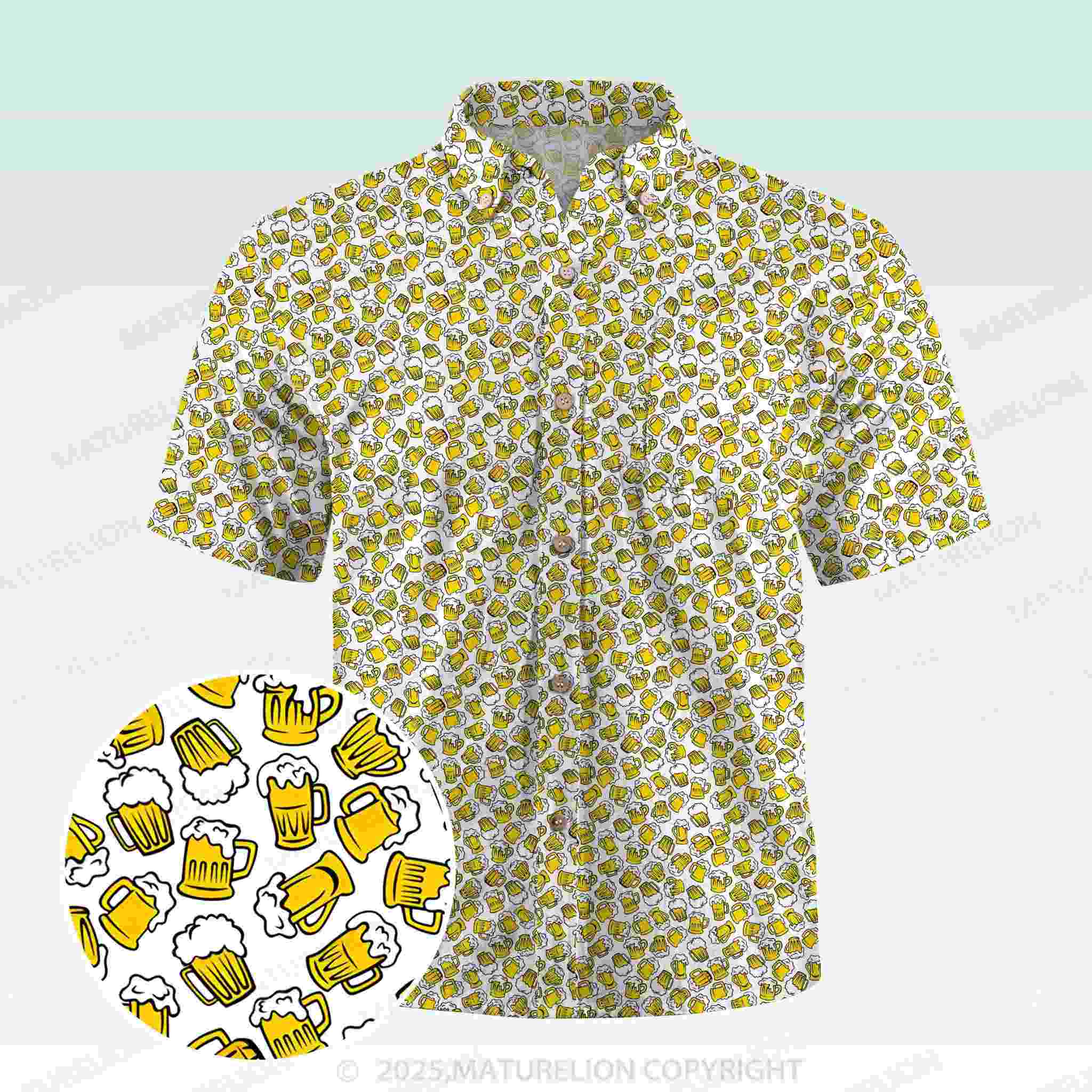 Maturelion Men's Button Pocket ShirtLiquor Funny Hawaiian Shirt