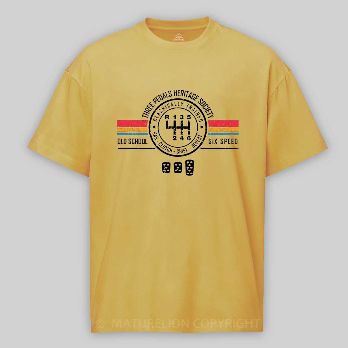Maturelion Three Pedals Heritage Society Cotton T-shirt