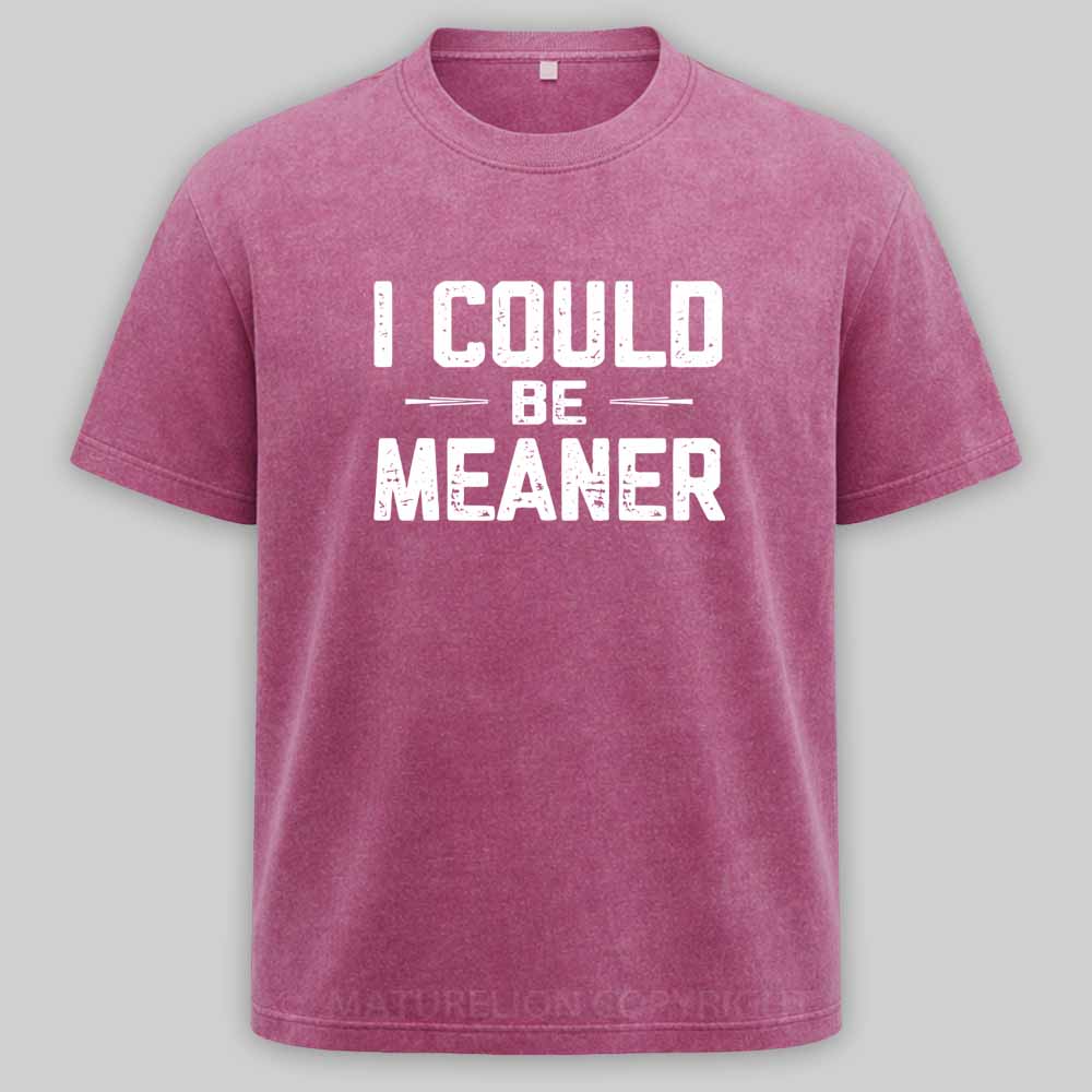 MaturelionOld I Could Be Meaner, Funny Adult Humor Washed T-shirt
