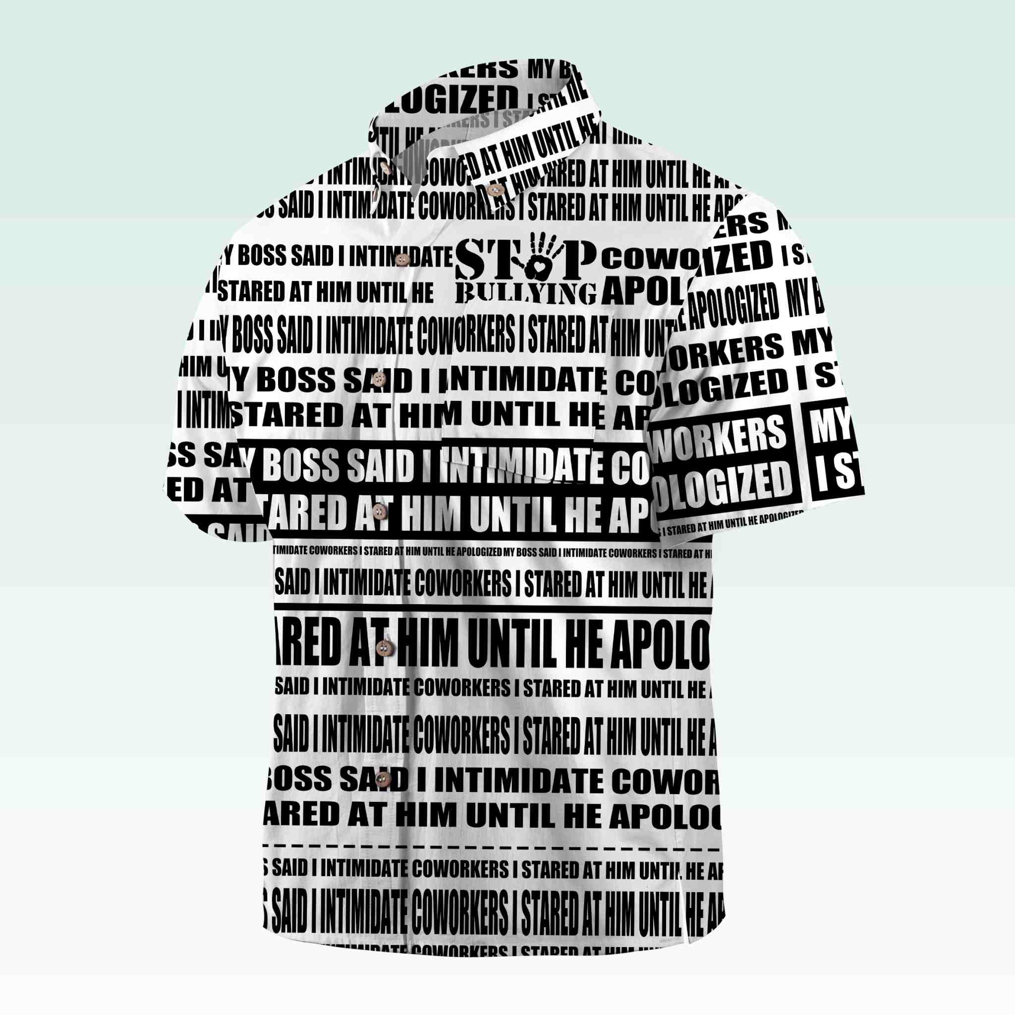 Maturelion Men's Button Pocket ShirtMy Boss Said I Intimidate Coworkers I Stared At Him Until He Apologized Hawaiian Shirt