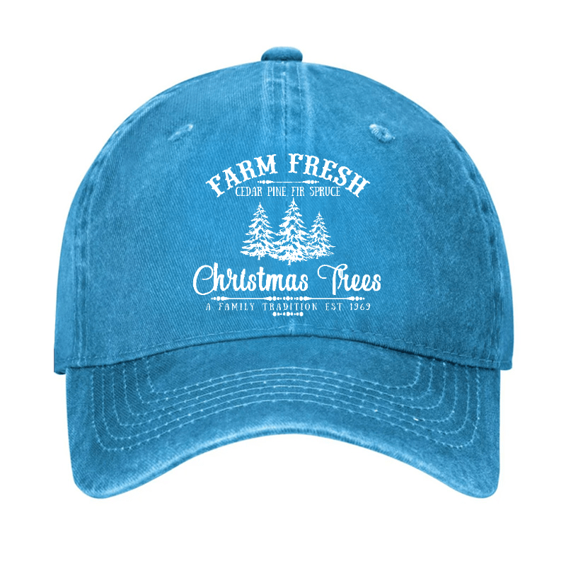 Farm Fresh Cedar Pine Fir Spruce Christmas Trees A Family Tradition Est 1969 Cap-Maturelion