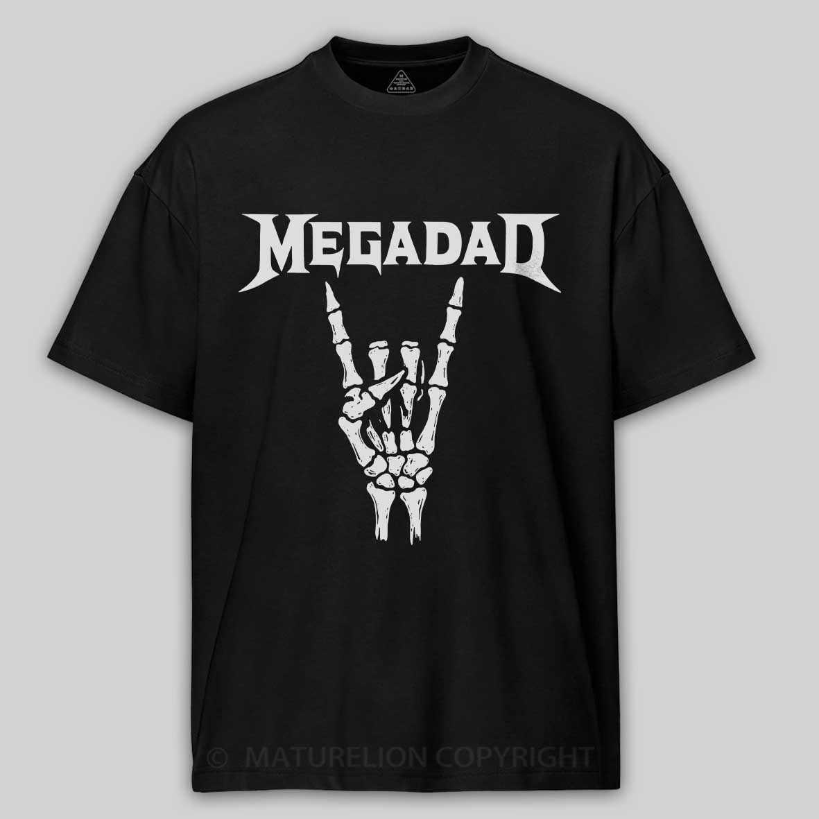 Maturelion Men's T-shirt Megadad Retro 90s Hard Rock Band Heavy Metal Father's Day T-shirt