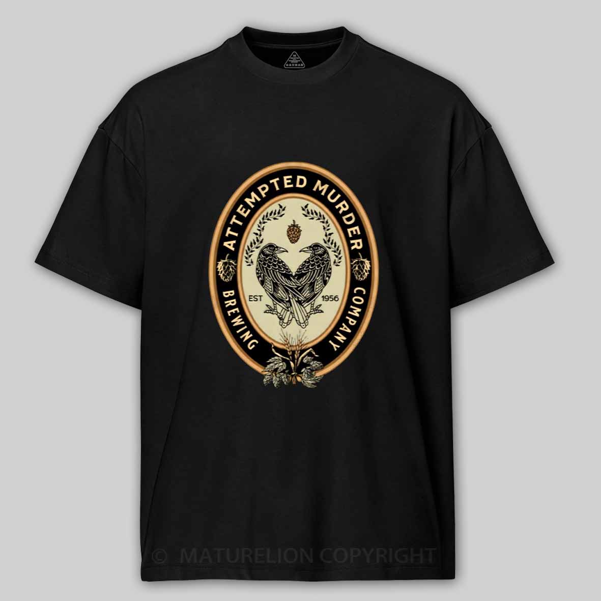 Maturelion Attempted Murder Brewing Company Beer Logo Crows & Ravens Cotton T-shirt