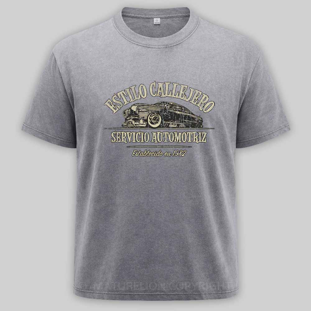Maturelion Estilo Callejero Servicio Automotriz 1982 Washed T-shirt