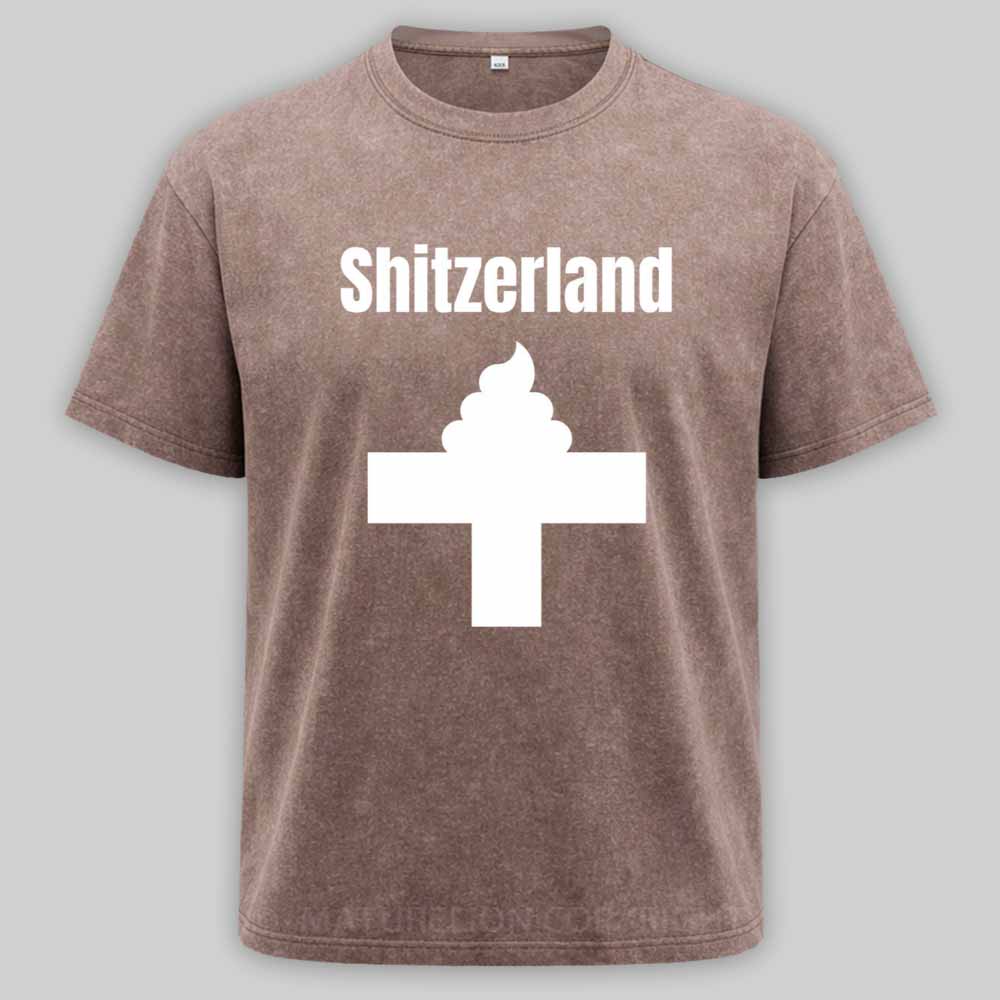 Maturelion Shitzerland Dad Joke Pun Shirt Washed T-shirt