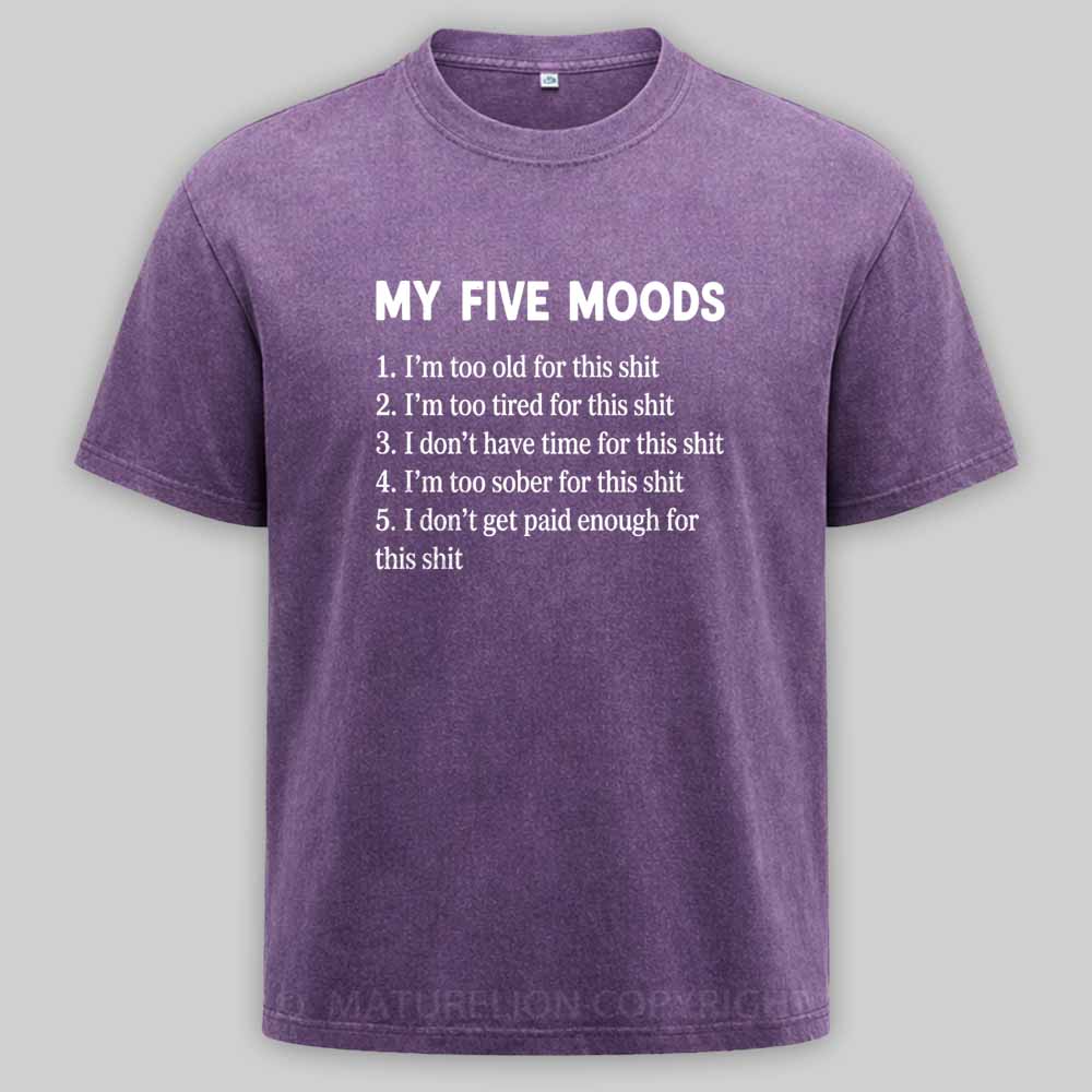 Maturelion My Five Moods - Sarcastic Washed T-shirt