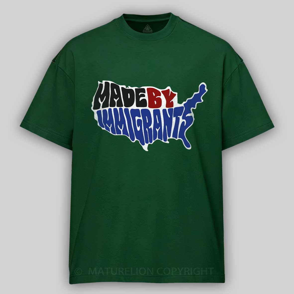 Maturelion Made By Immigrants - USA map Cotton T-shirt