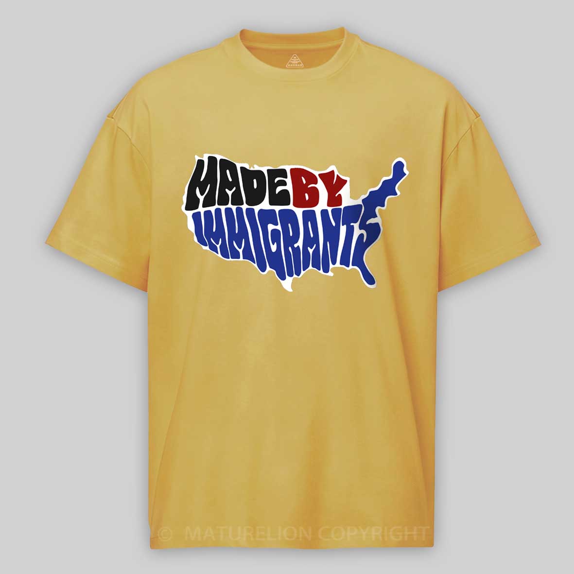 Maturelion Made By Immigrants - USA map Cotton T-shirt