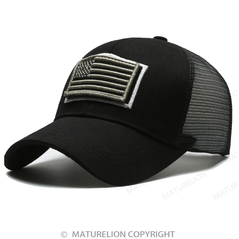 Maturelion American Flag Patch Mesh Trucker Hat