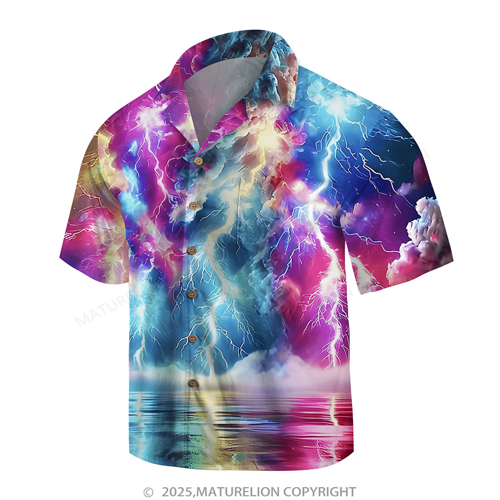 Matreulion Men's Aloha Shirts Rainstorm Hawaiian Shirt