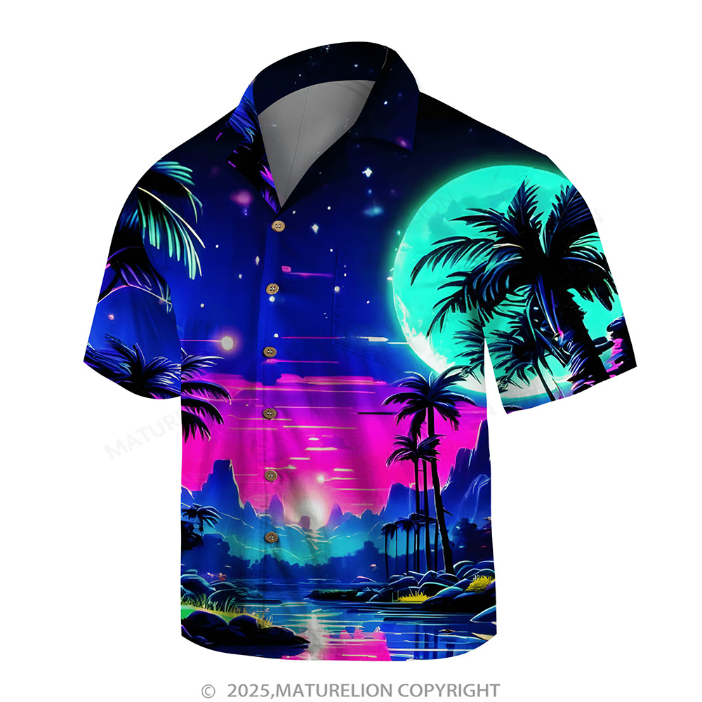 Matreulion Men's Aloha Shirts Coconut Tree Hawaiian Shirt