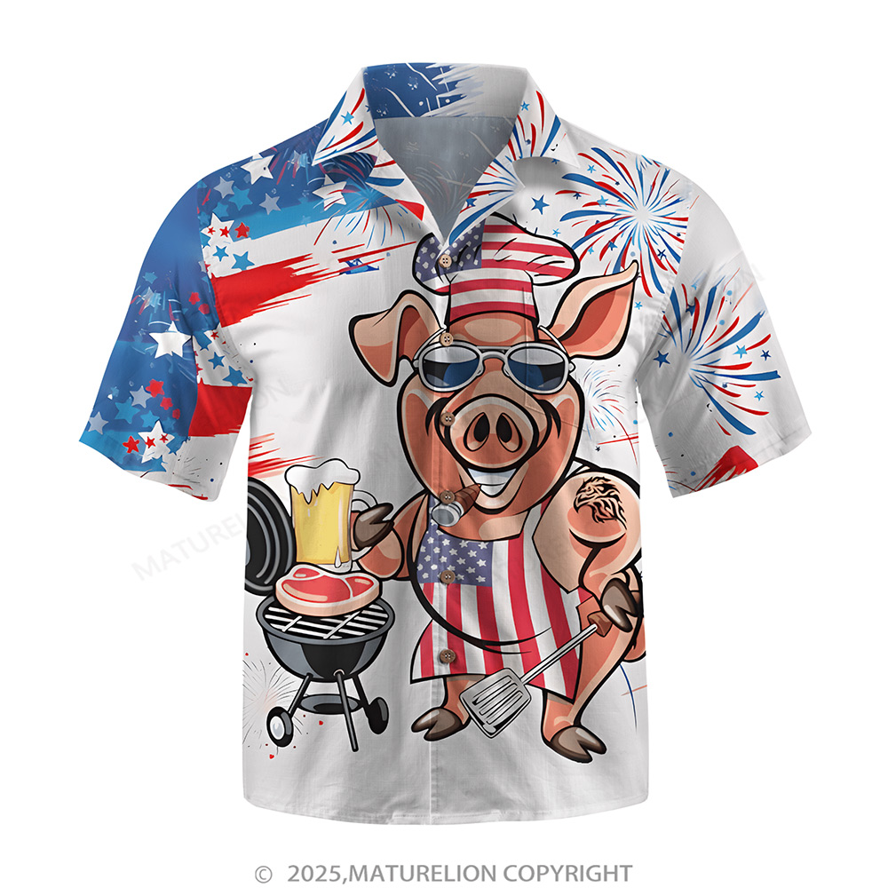 Maturelion Men's Aloha Shirts Animal Illustration Graphic Hawaiian Shirt