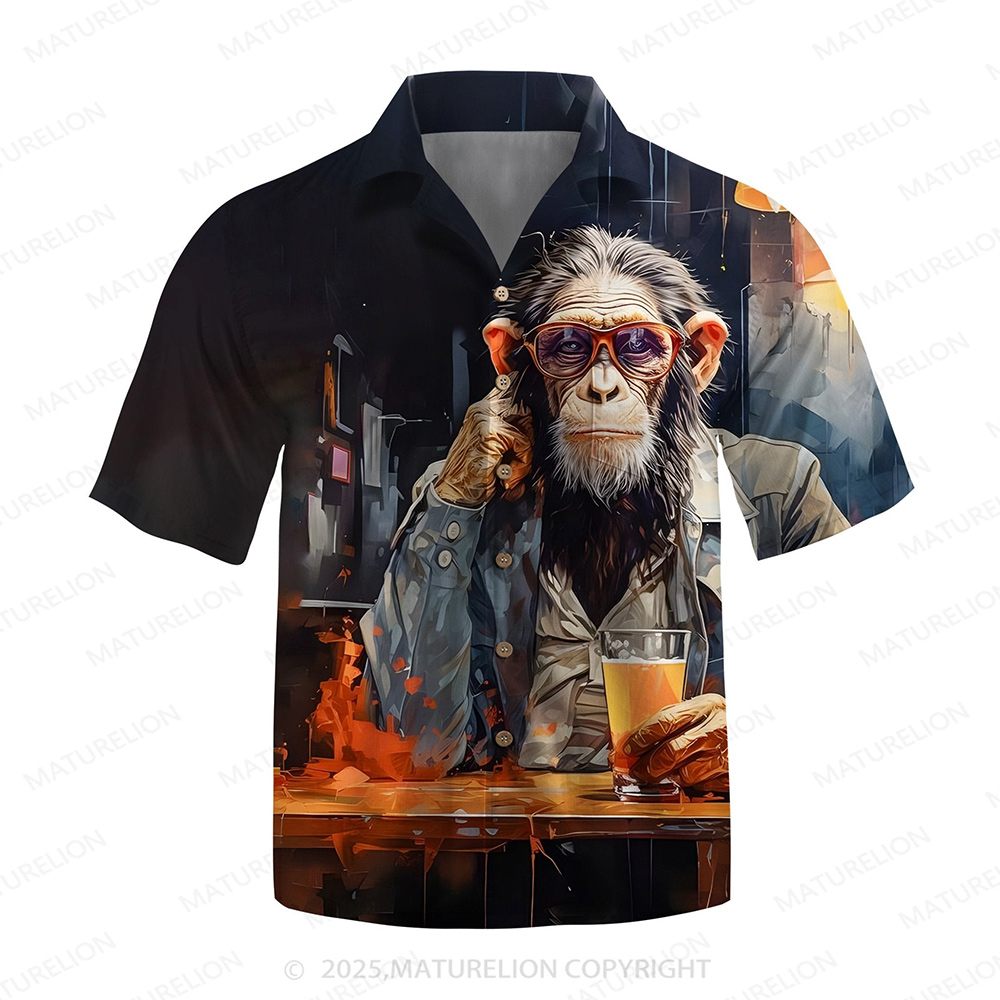 Maturelion Aloha Shirts Animal Illustration Graphic Hawaiian Shirt
