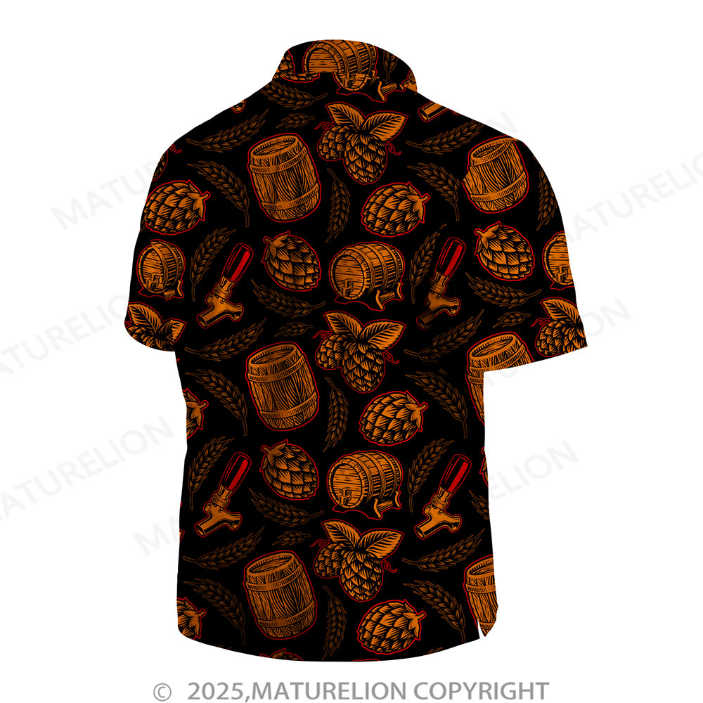 Maturelion Men's Hawaiian Shirt Palm Breeze Button Up Shirt