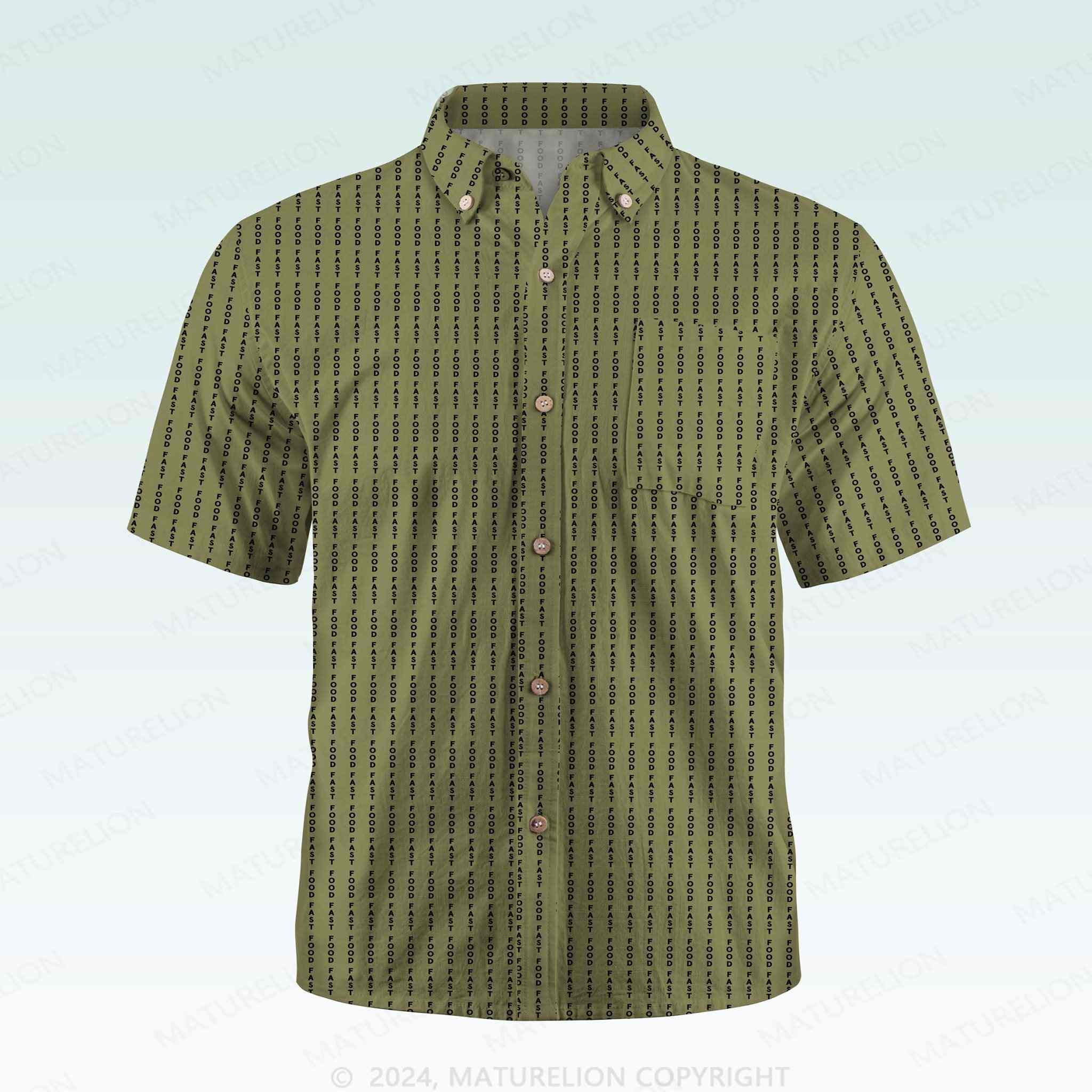 Maturelion Men's Button Pocket ShirtFast Food Hawaiian Shirt