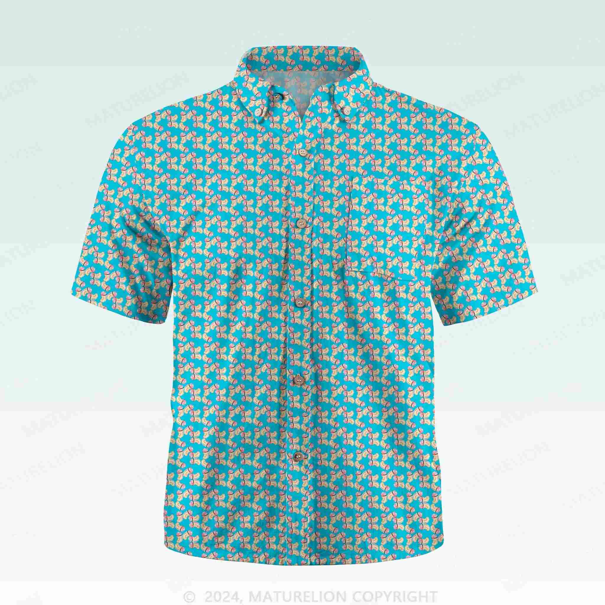 Maturelion Men's Button Pocket ShirtInnuendo Beach Hawaiian Shirt