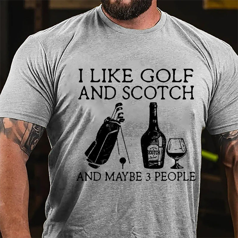 I Like Golf and Scotch And Maybe 3 People Men's Cotton T-shirt-Maturelion