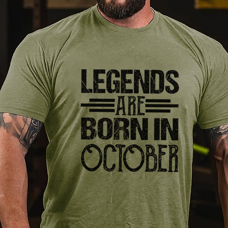 Legends Are Born In October Cotton T-shirt-Maturelion